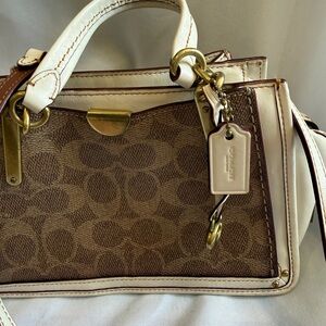 Coach Leather Dreamer Cream/Brown Trim Gold hardware